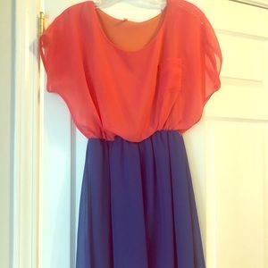 Hot Pink / Royal Blue Color Block Dress